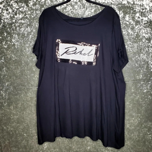 Rebel by Rebel Wilson X Angels Black Sequin Cold Shoulder Top - Picture 1 of 5